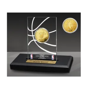 Miami HEAT Highland Mint 3-Time Champion Gold Coin Acrylic Desk Top Display
