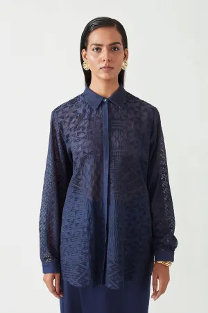 Navy Ellie Embroidered Shirt