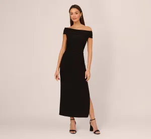 Off The Shoulder Jersey Maxi Dress In Black
