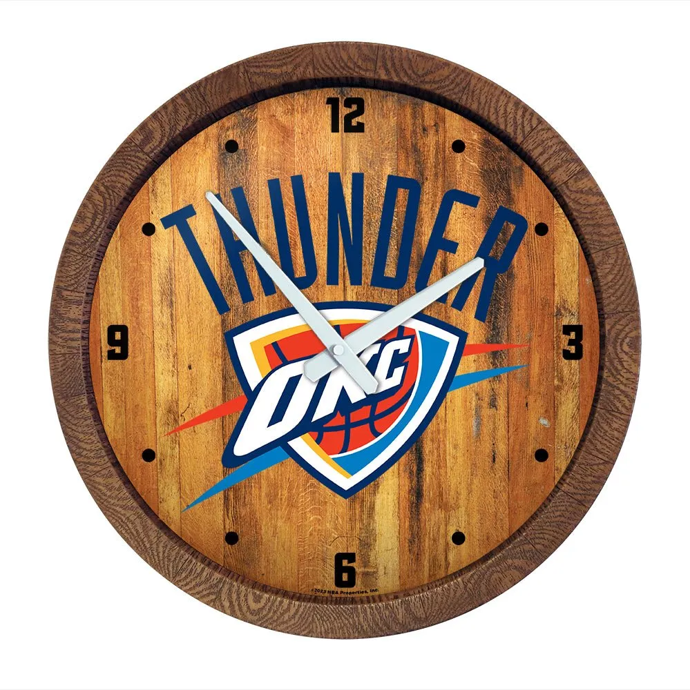 Oklahoma City Thunder: Logo - "Faux" Barrel Top Clock