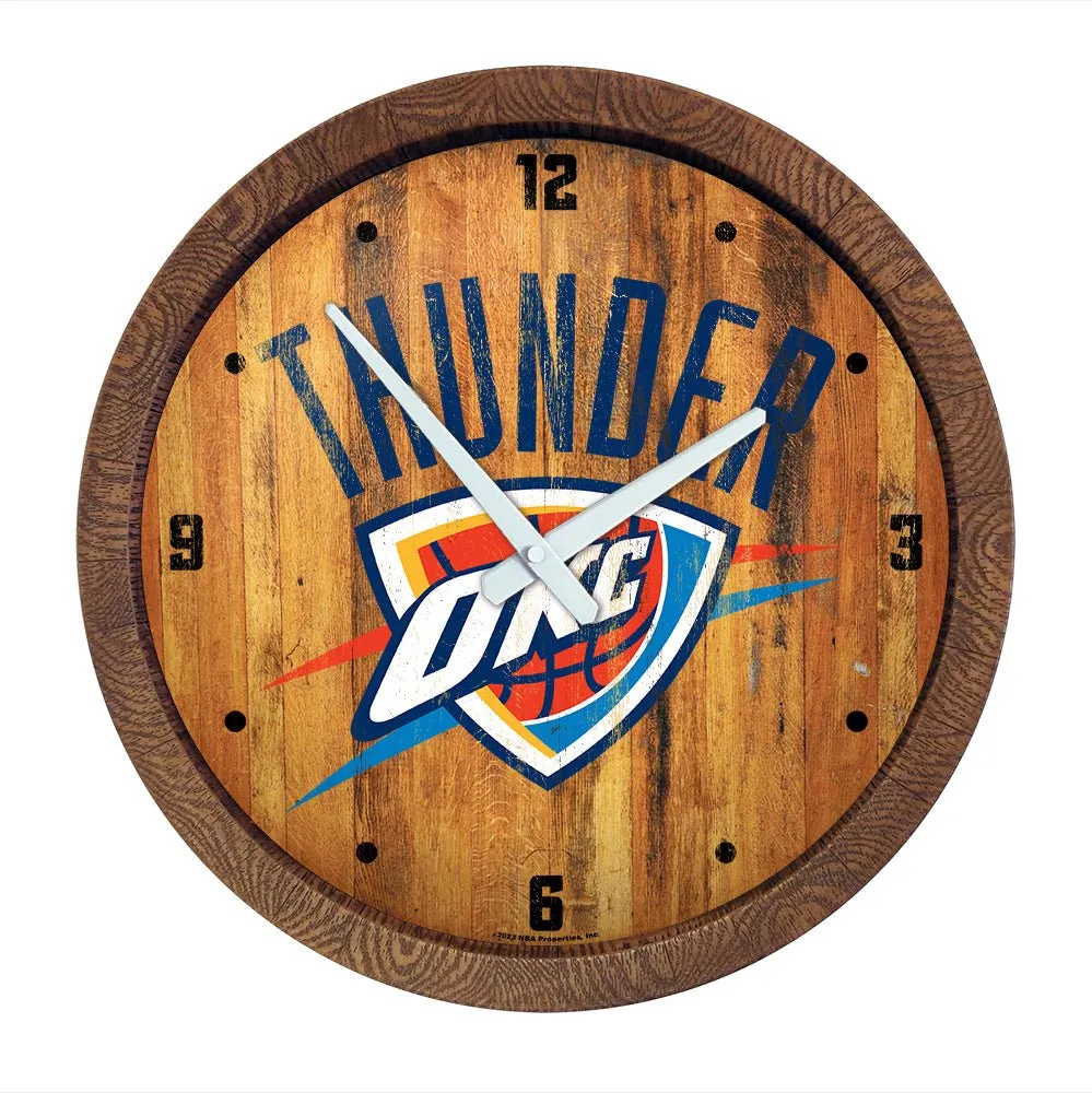 Oklahoma City Thunder: Logo - "Faux" Barrel Top Clock