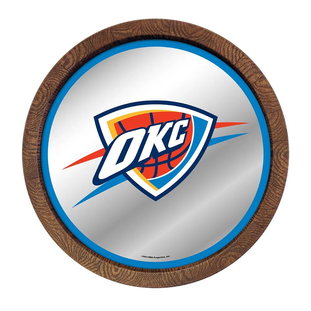 Oklahoma City Thunder: "Faux" Barrel Top Mirrored Wall Sign