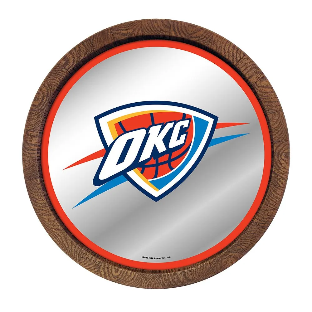 Oklahoma City Thunder: "Faux" Barrel Top Mirrored Wall Sign