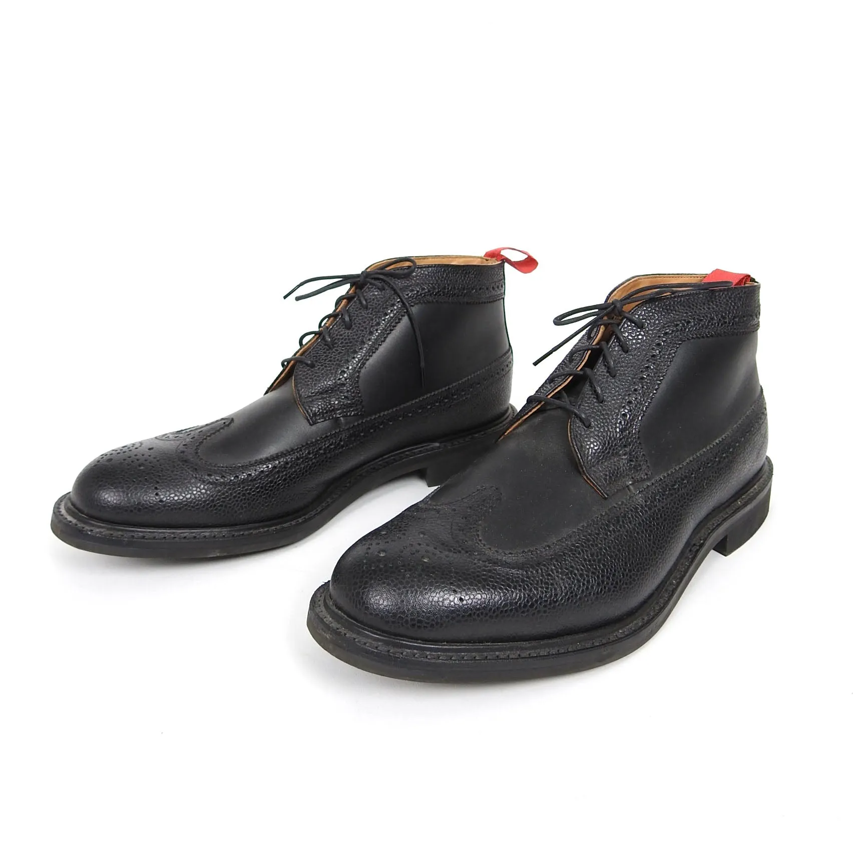 Oliver Spencer Black Pebble Grain Boots Size 12