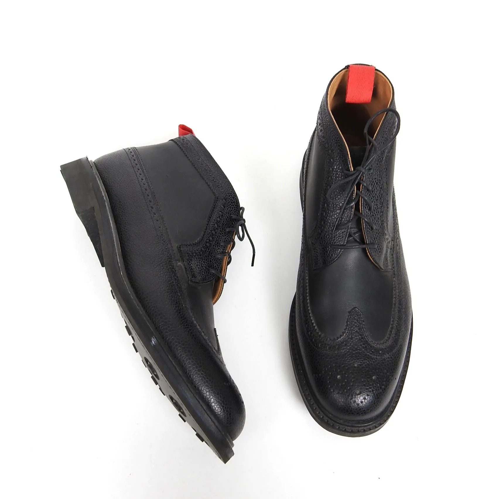 Oliver Spencer Black Pebble Grain Boots Size 12