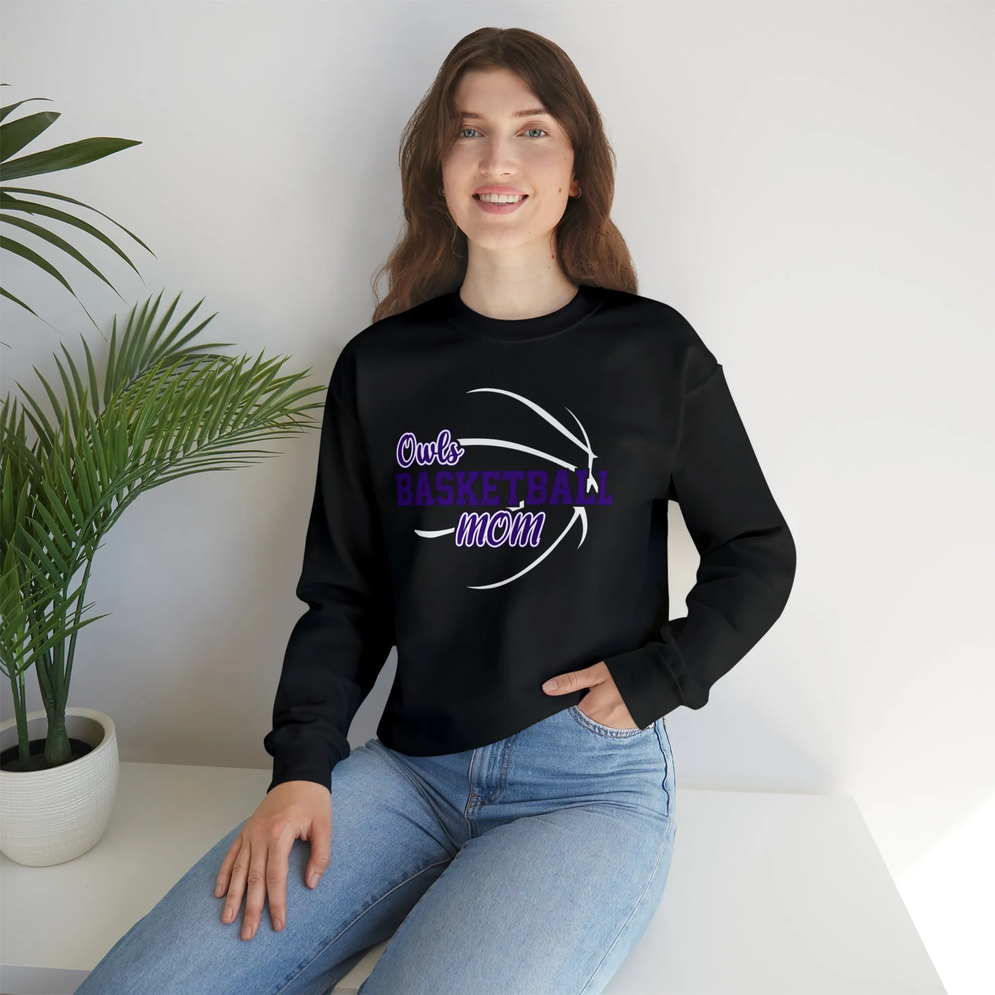 Owls Basketball Mom Unisex Heavy Blend™ Crewneck Sweatshirt