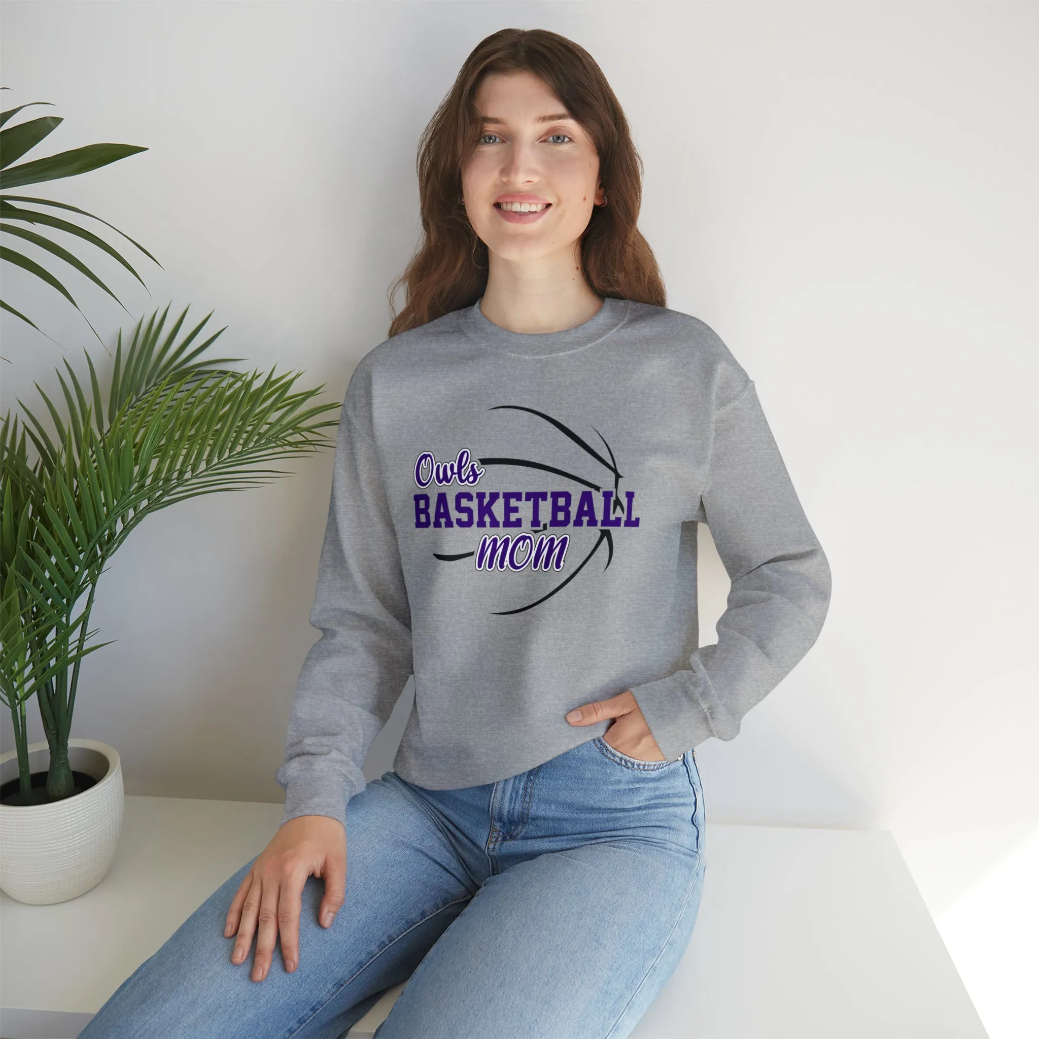 Owls Basketball Mom Unisex Heavy Blend™ Crewneck Sweatshirt