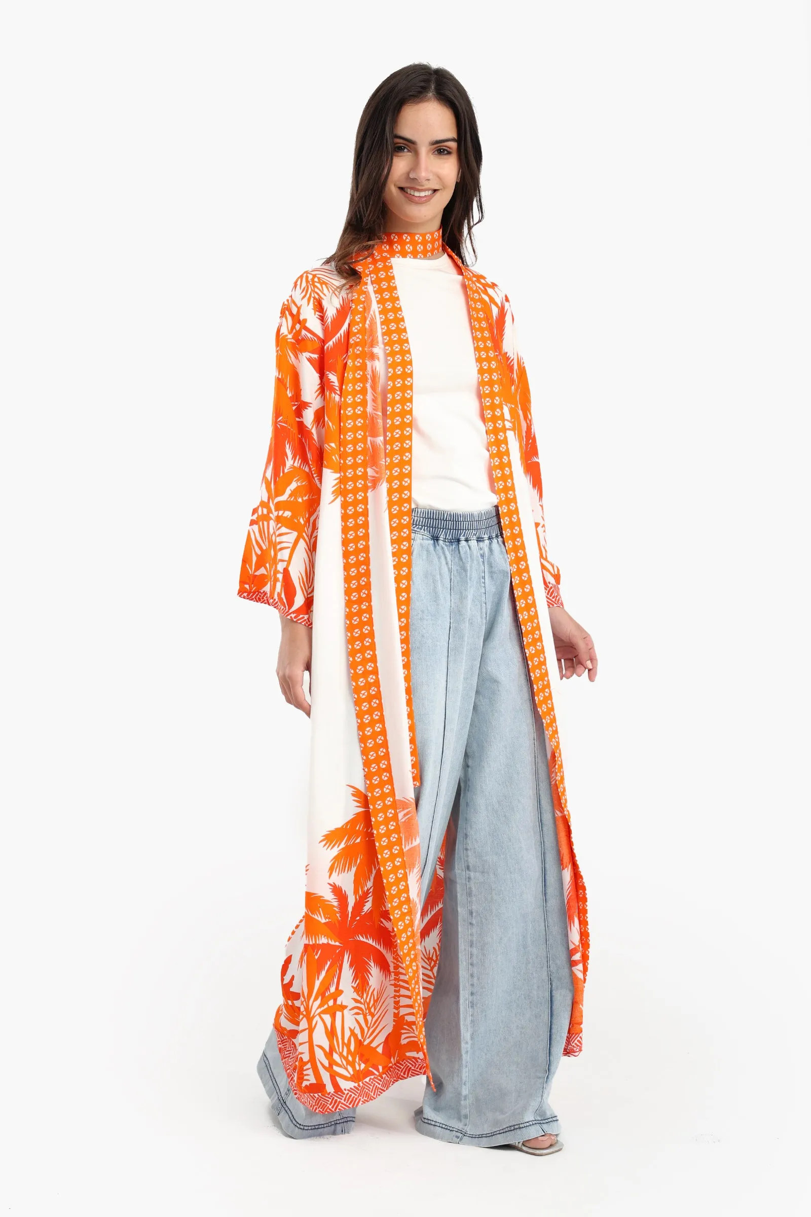 Palm Trees Printed Kimono