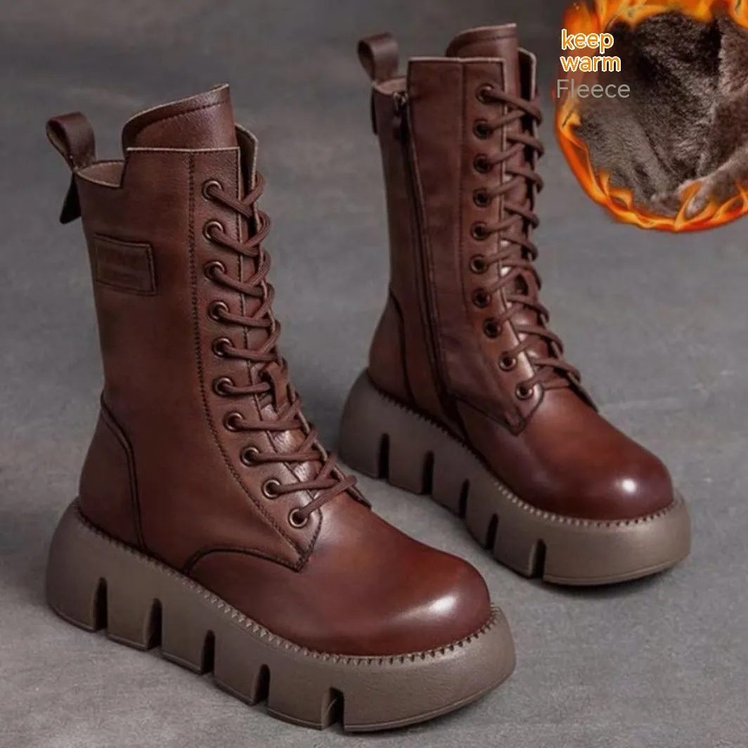 Patent Leather Fleece-lined Boots