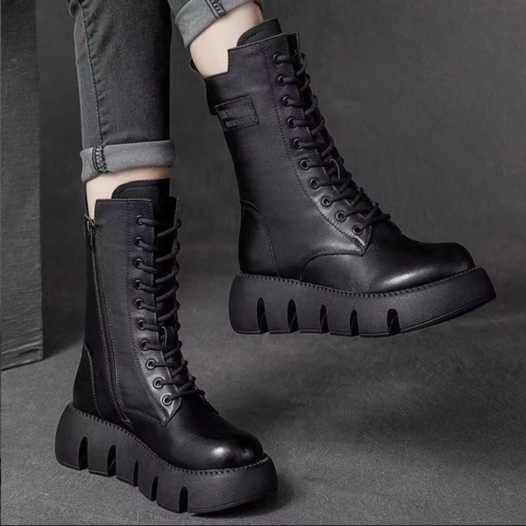 Patent Leather Fleece-lined Boots