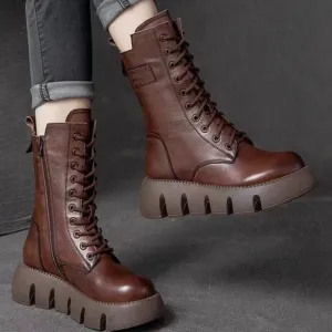 Patent Leather Fleece-lined Boots