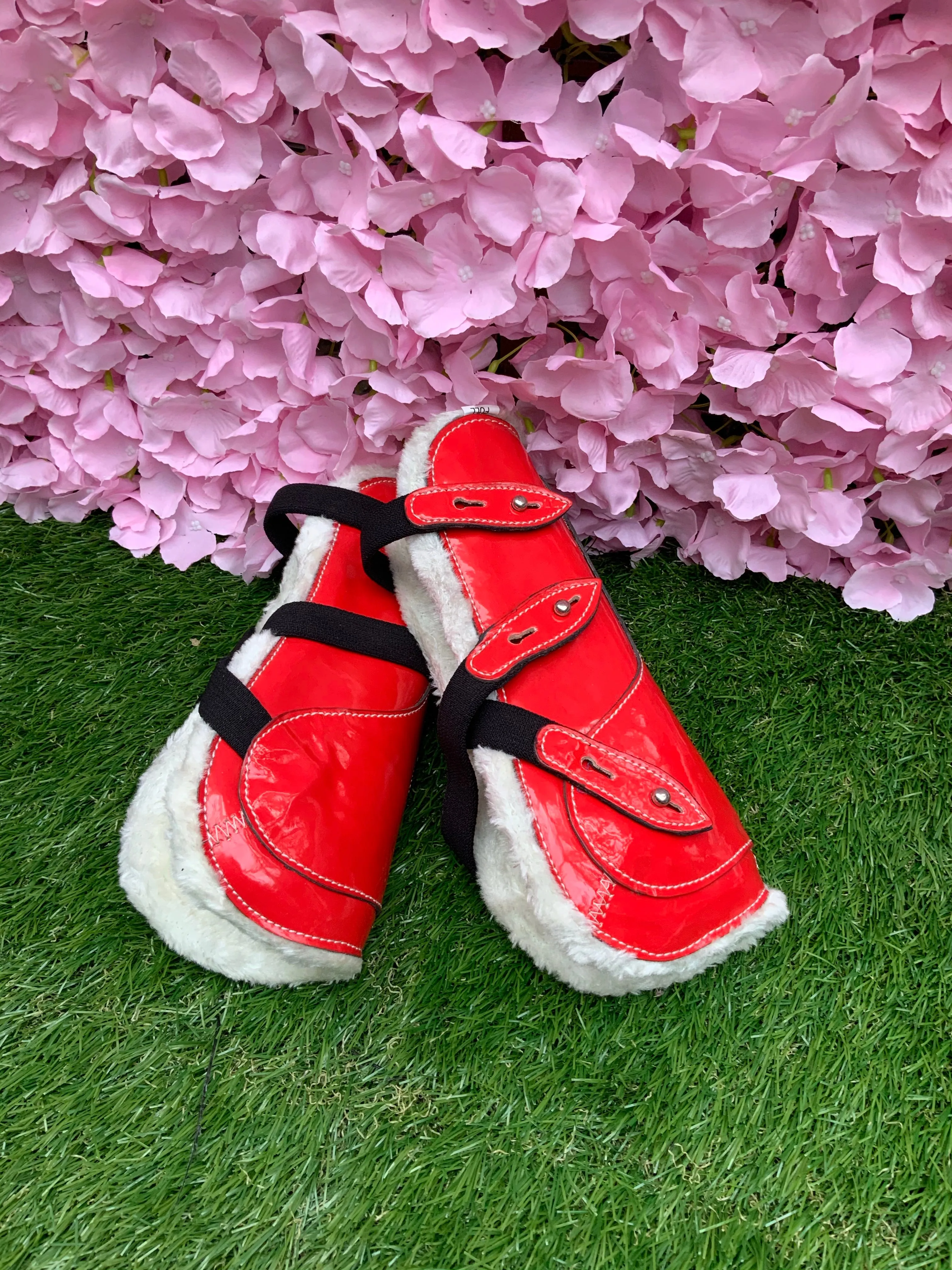 Plain red and blingy red fleeced lined tendon boots FREE POSTAGE