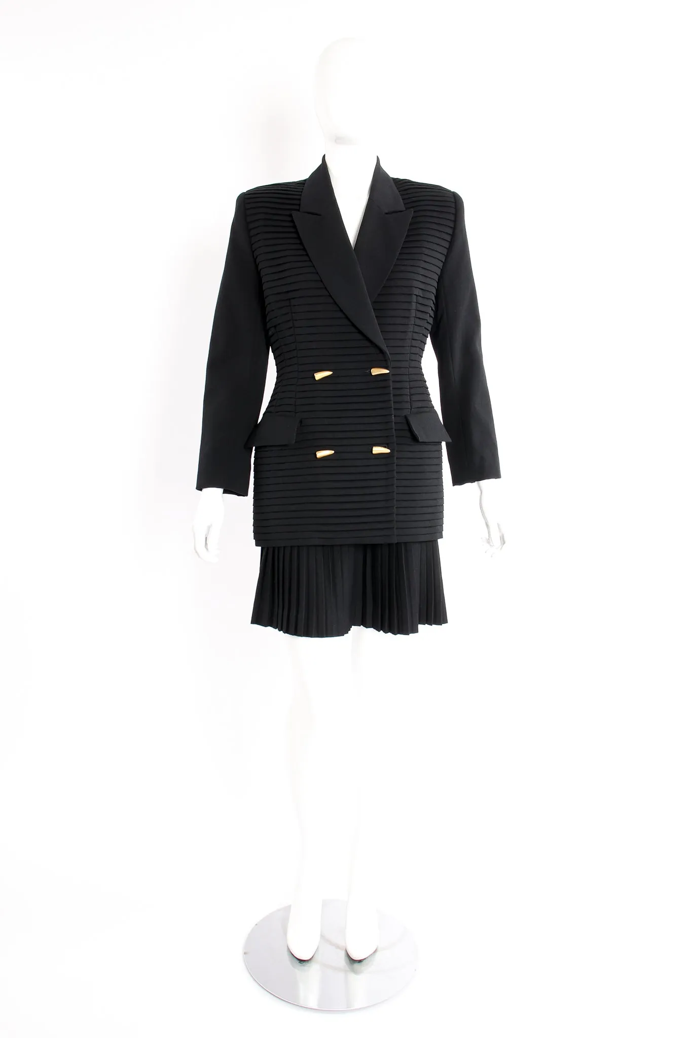 Pleated Tuck Jacket & Skirt Suit