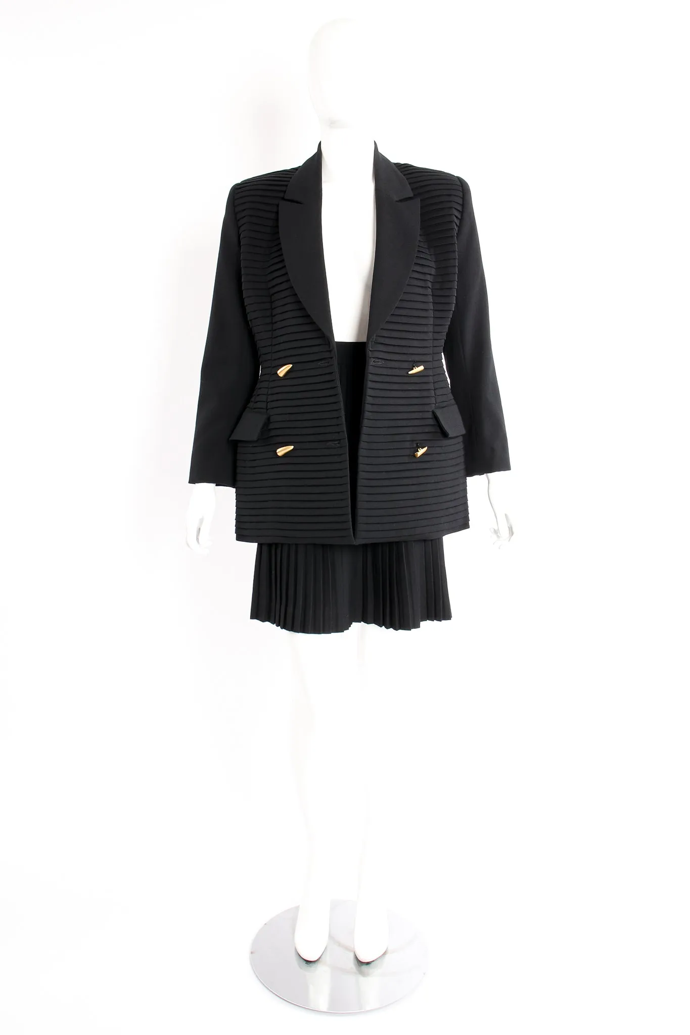 Pleated Tuck Jacket & Skirt Suit
