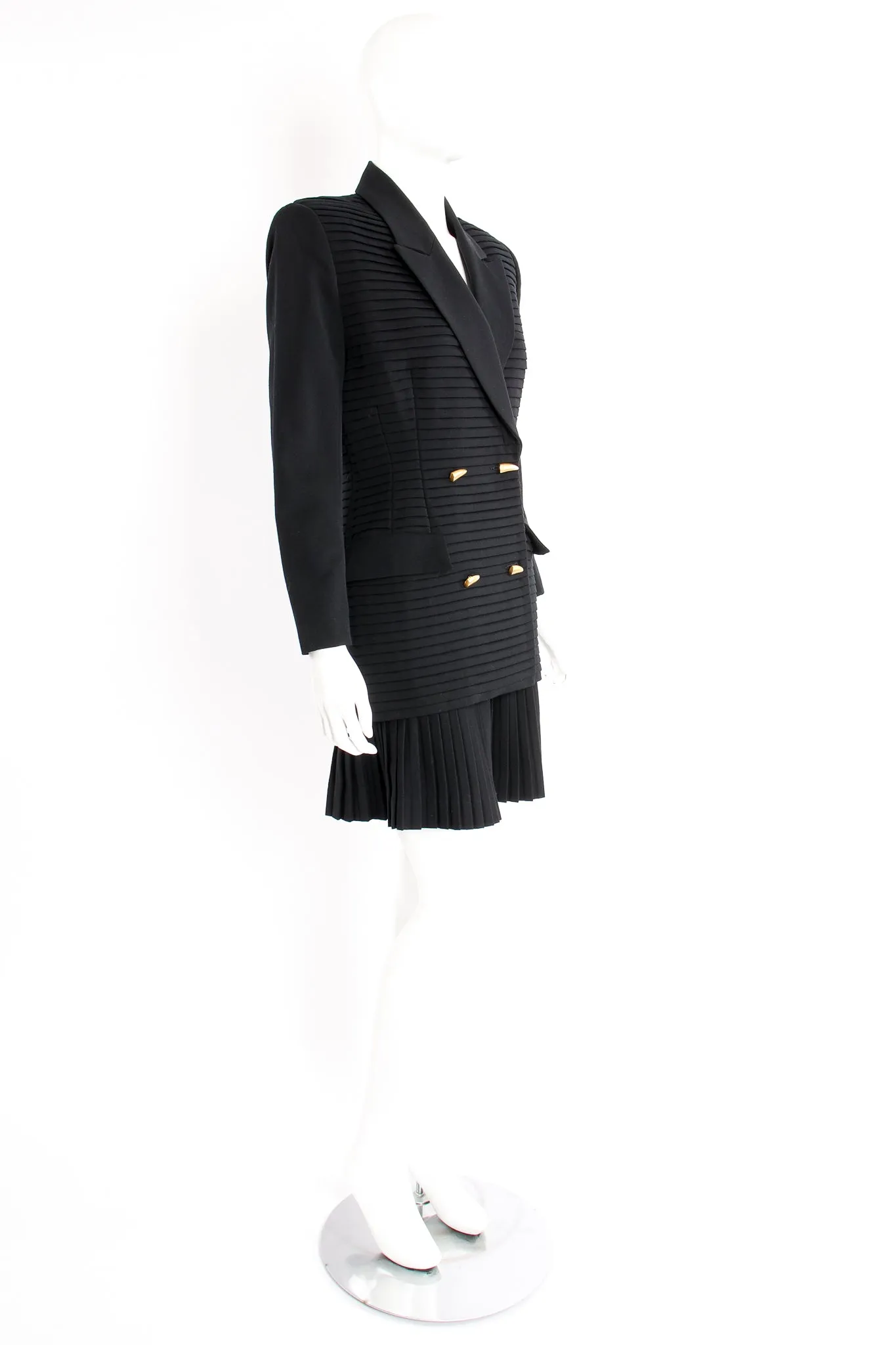 Pleated Tuck Jacket & Skirt Suit