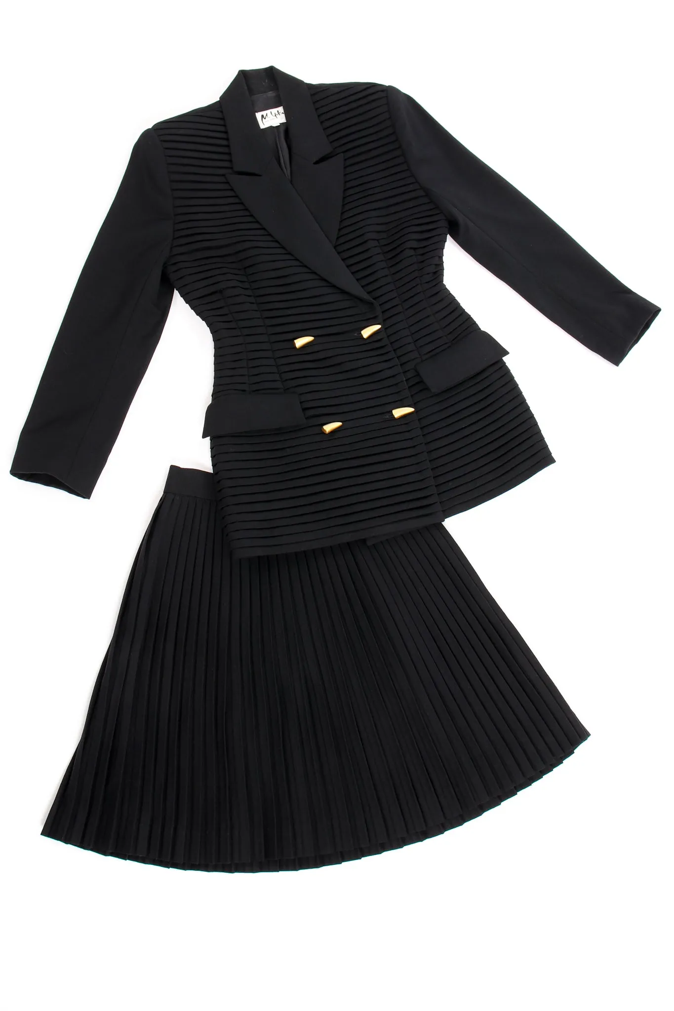 Pleated Tuck Jacket & Skirt Suit