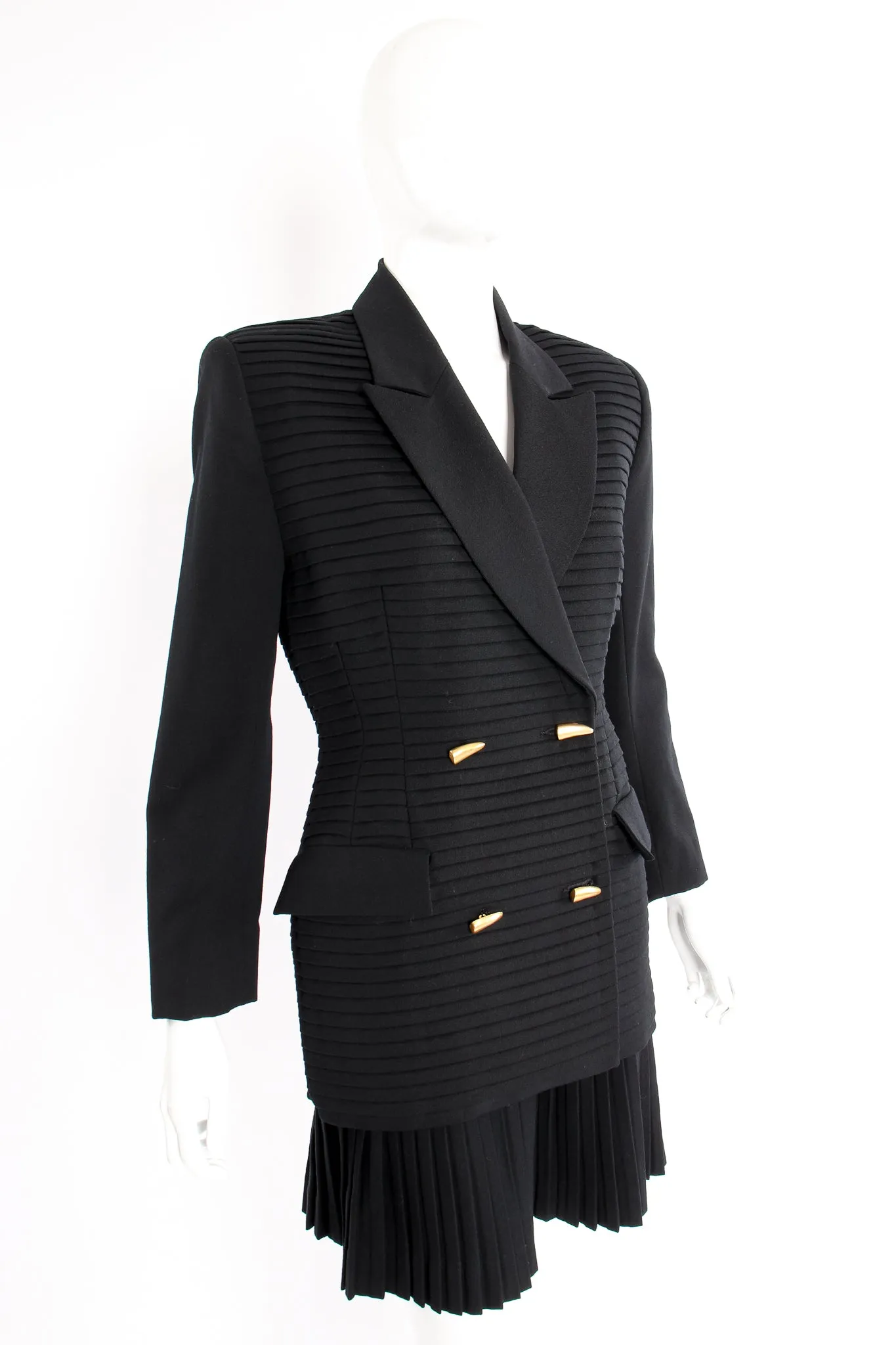 Pleated Tuck Jacket & Skirt Suit