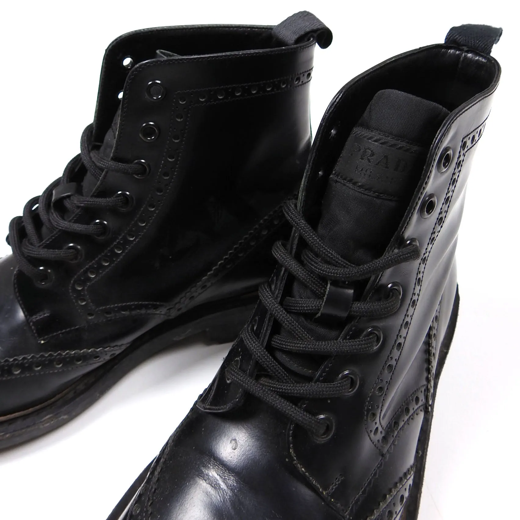 Prada Black Brogue Boot Size 9