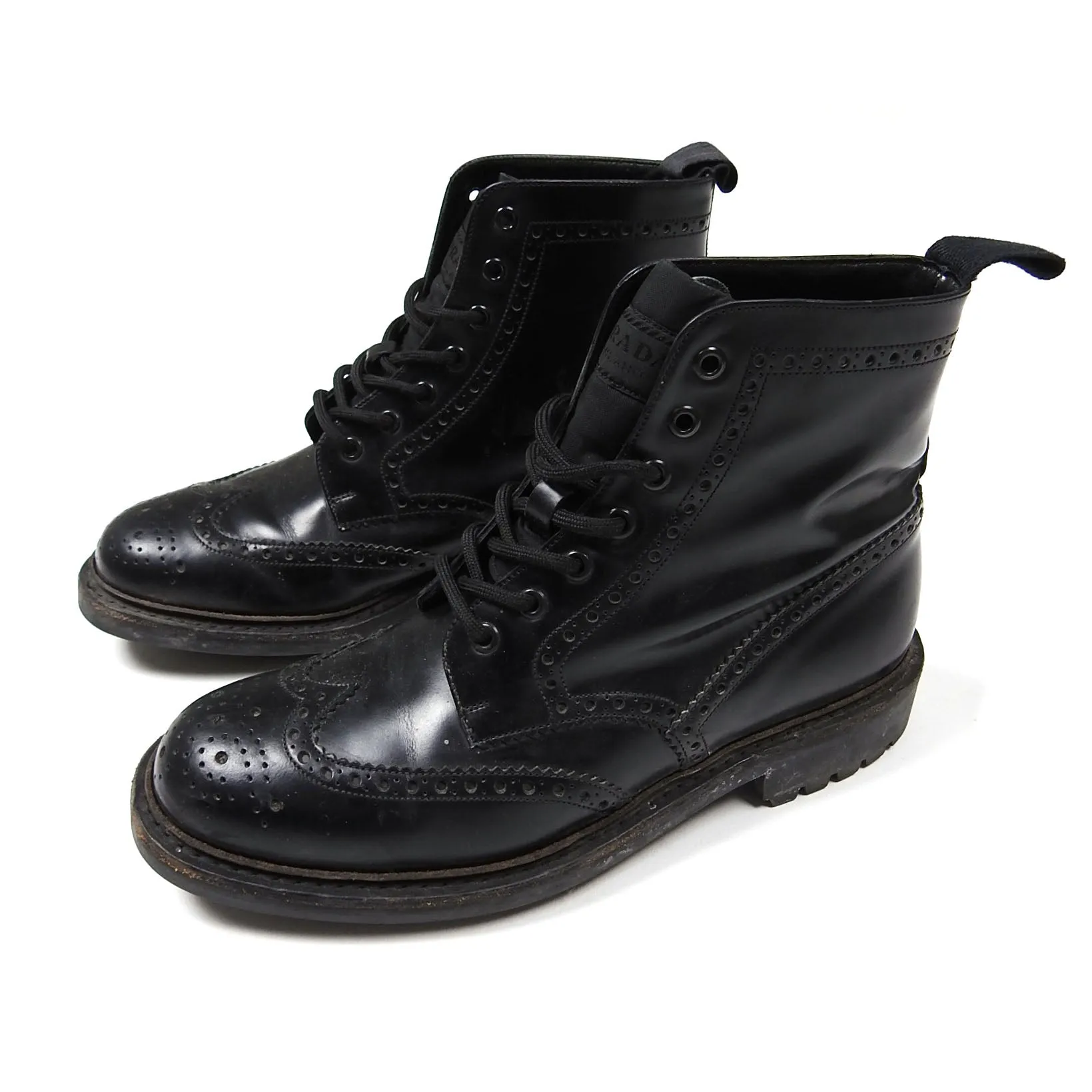 Prada Black Brogue Boot Size 9