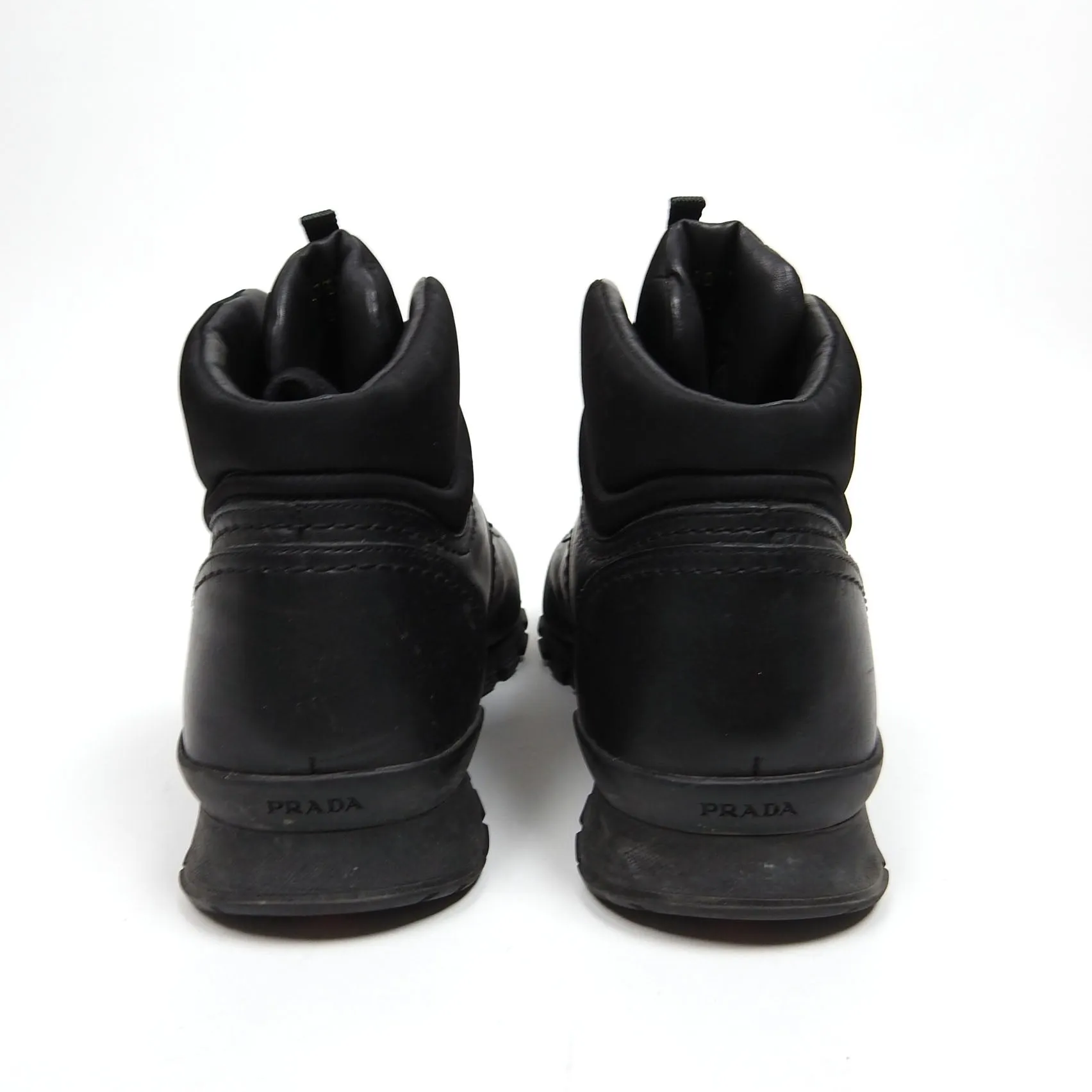 Prada Black Lace Up Boots Size 8.5