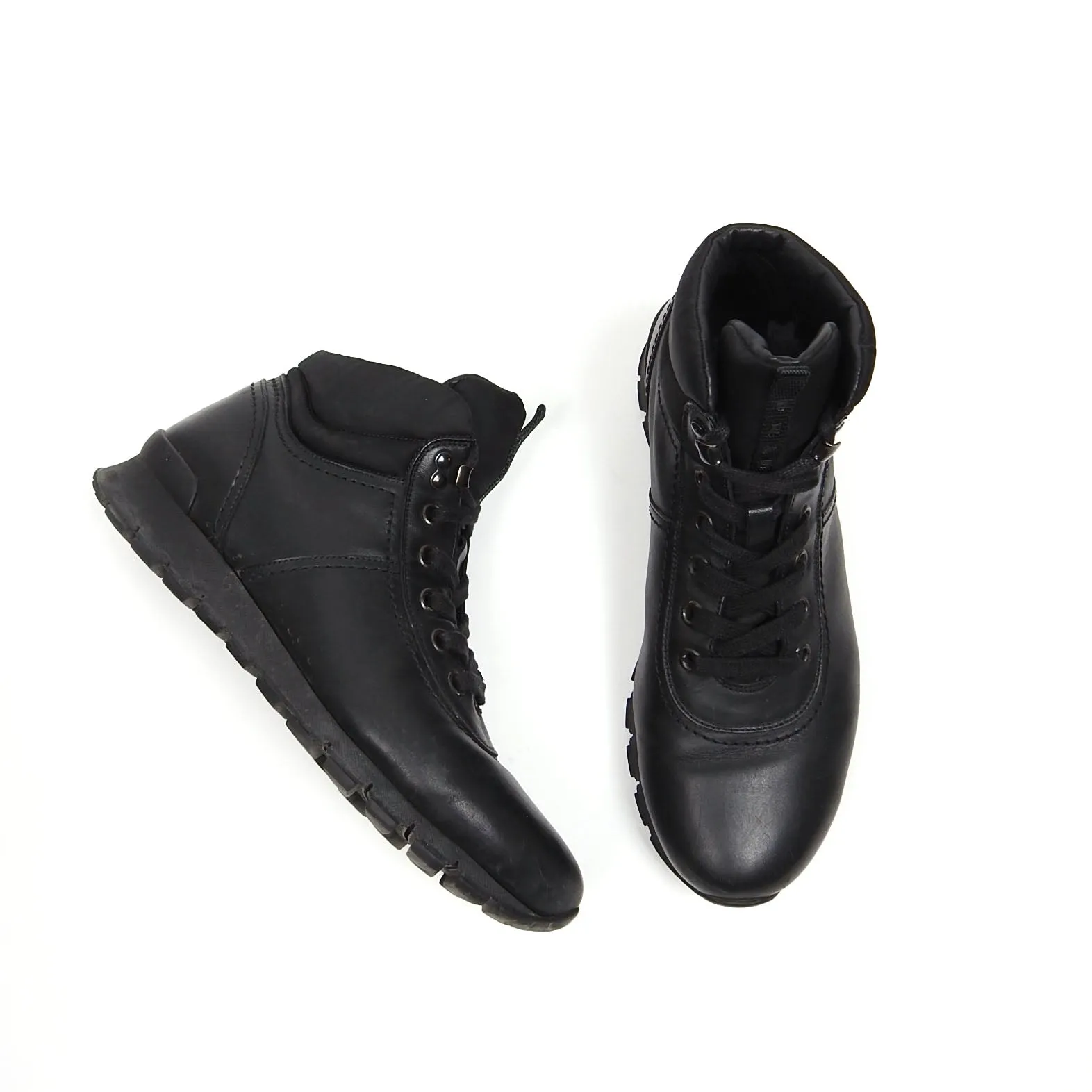 Prada Black Lace Up Boots Size 8.5