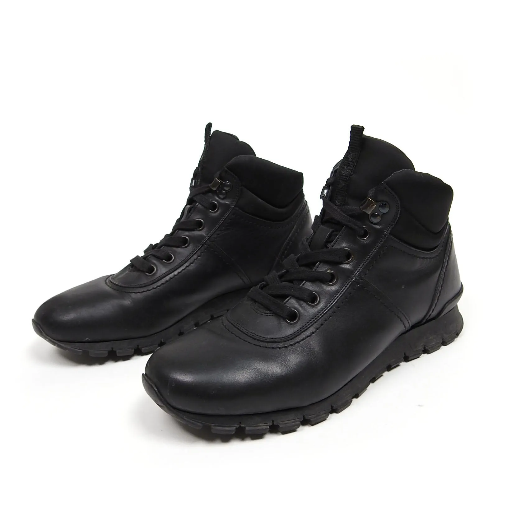 Prada Black Lace Up Boots Size 8.5