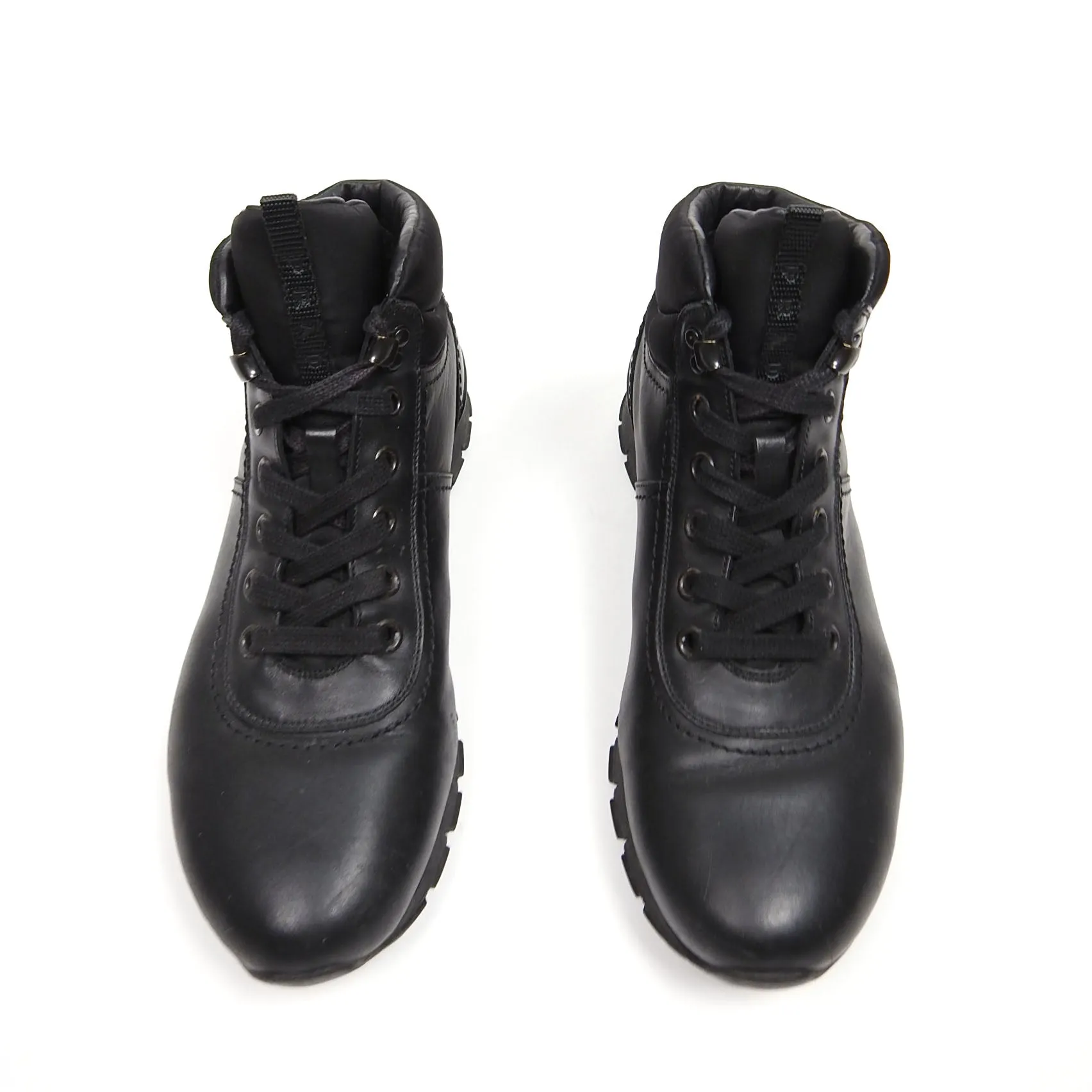 Prada Black Lace Up Boots Size 8.5