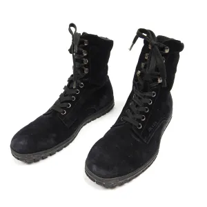 Prada Suede Lace Up Boots Black UK8.5