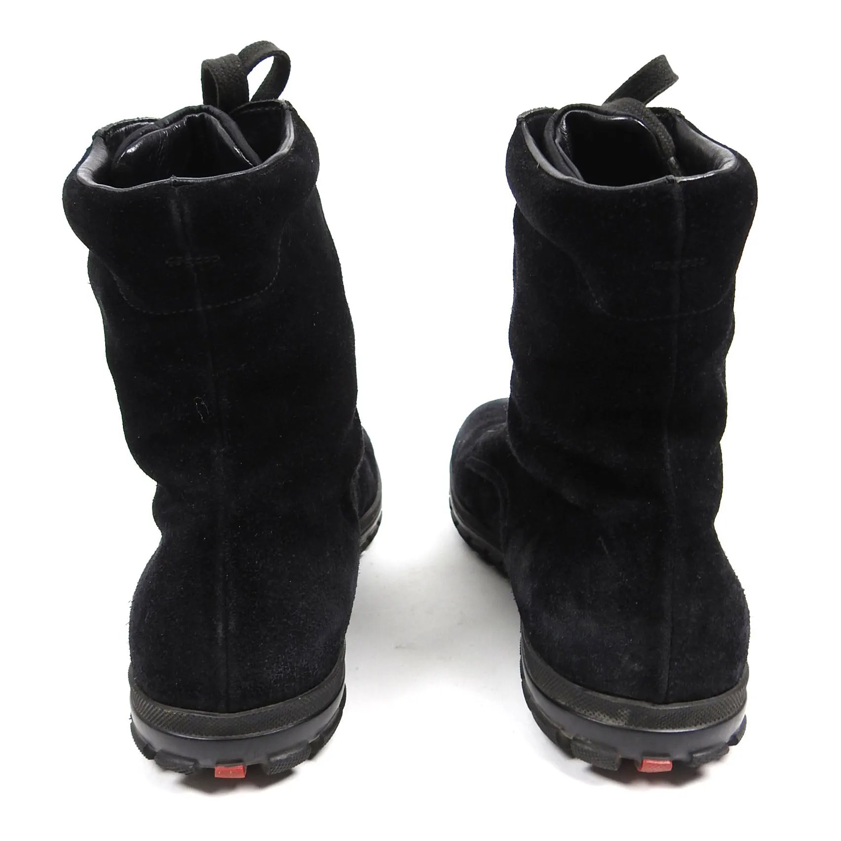 Prada Suede Lace Up Boots Black UK8.5