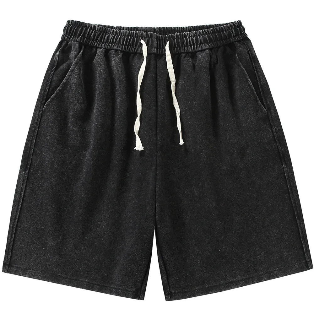 "CASU" Short Large Noir Délavé Streetwear - URB1™