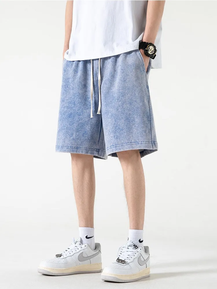 "CASU" Short Large Noir Délavé Streetwear - URB1™