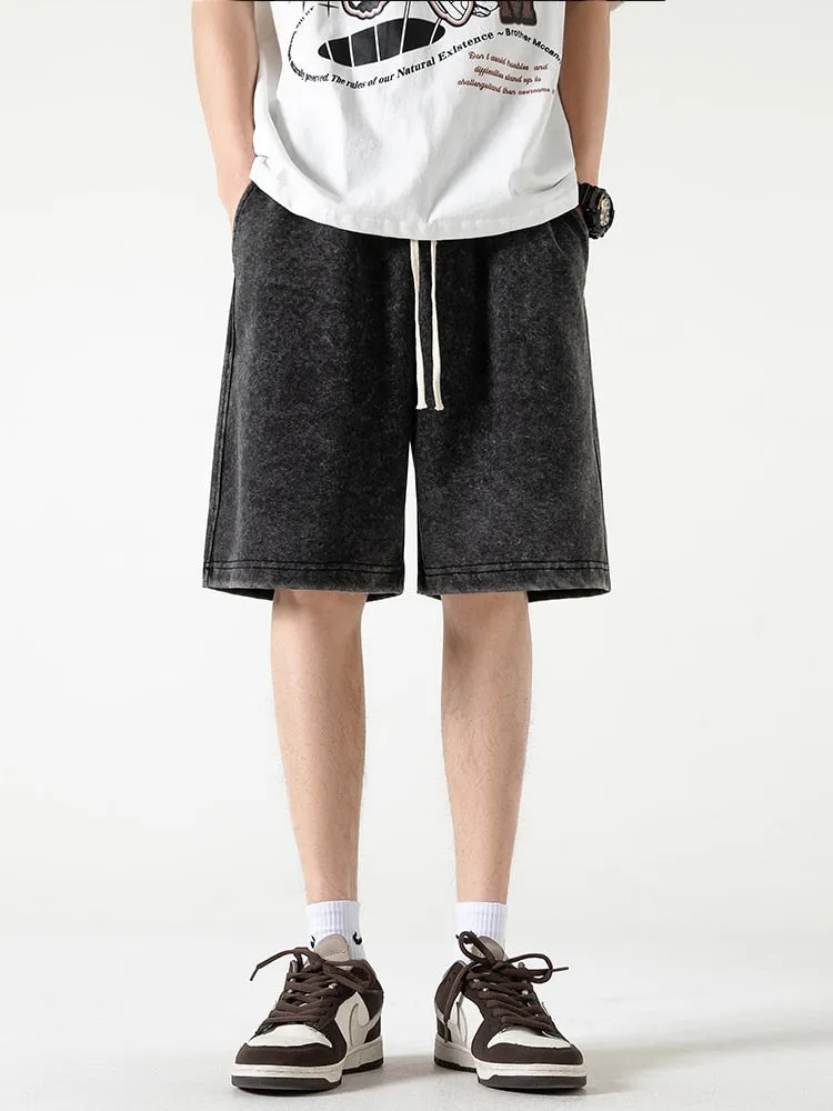 "CASU" Short Large Noir Délavé Streetwear - URB1™