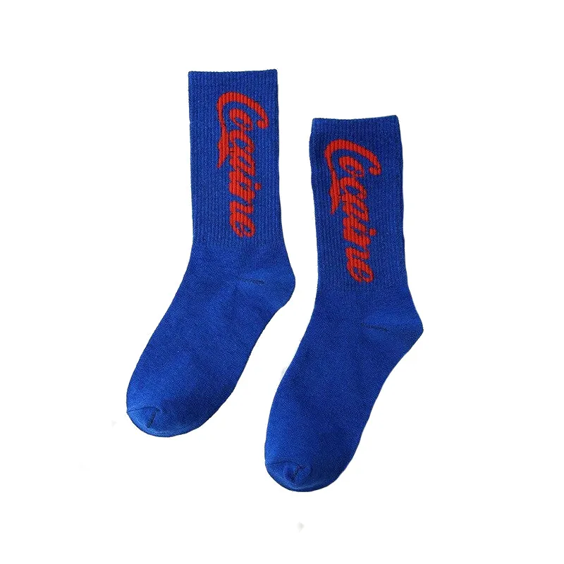 "COCAINE" Chaussettes Montantes Streetwear Bleu Rouge - URB1™