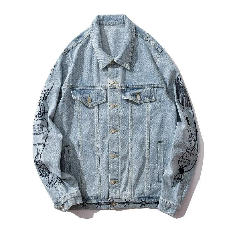 "HELLO BILEB" Veste en jean denim streetwear - URB1™