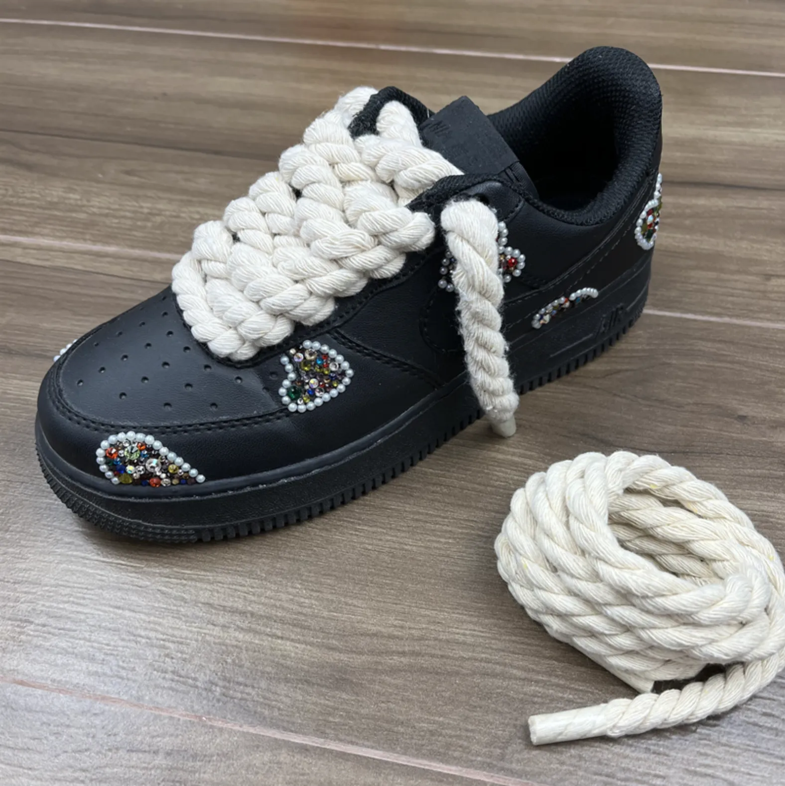 "TWISTED" Gros Lacets Noir Chaussures Style Grosse Corde Torsadée - URB1™