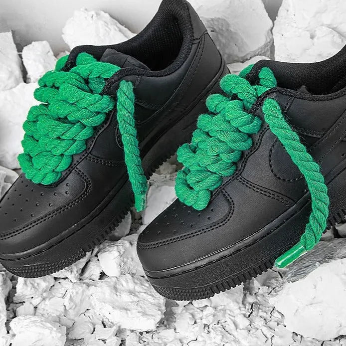 "TWISTED" Gros Lacets Noir Chaussures Style Grosse Corde Torsadée - URB1™