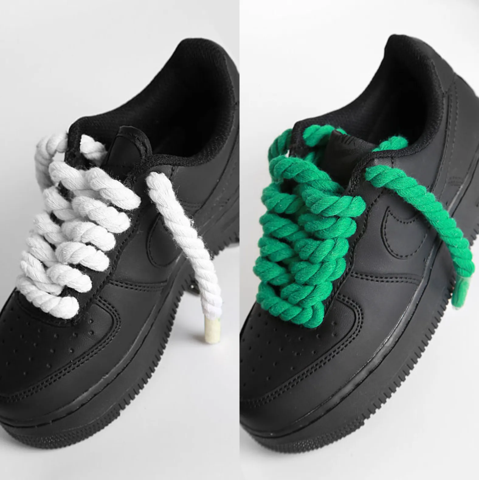 "TWISTED" Gros Lacets Noir Chaussures Style Grosse Corde Torsadée - URB1™