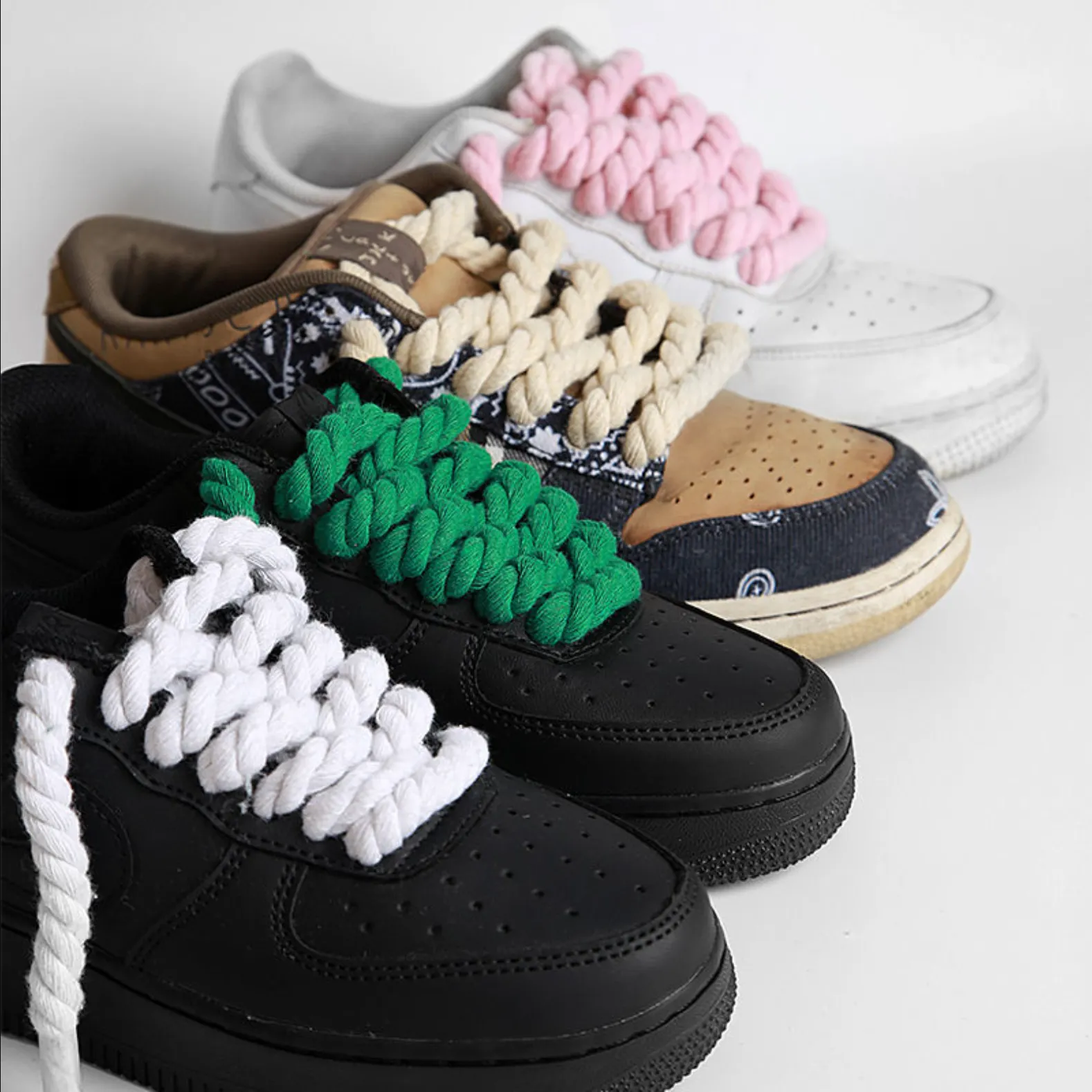"TWISTED" Gros Lacets Noir Chaussures Style Grosse Corde Torsadée - URB1™