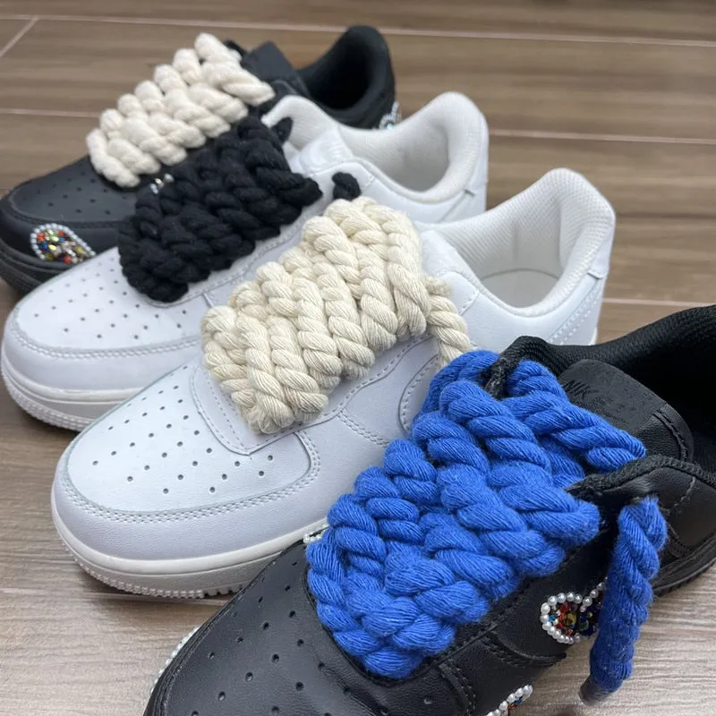 "TWISTED" Gros Lacets Noir Chaussures Style Grosse Corde Torsadée - URB1™