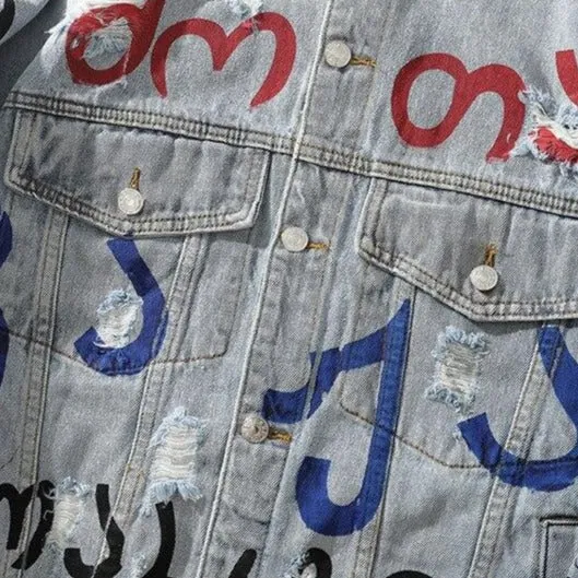 "VETEMEN" Veste en jean denim streetwear - URB1™