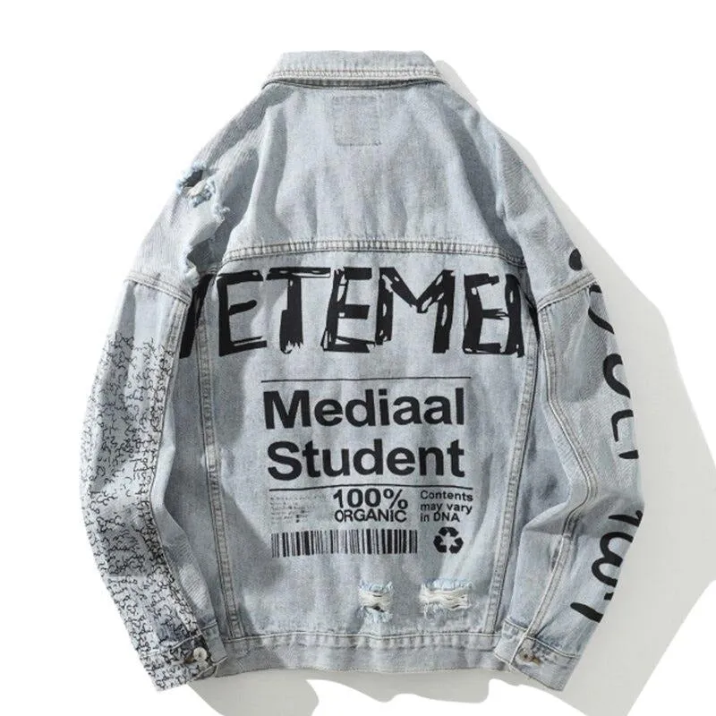 "VETEMEN" Veste en jean denim streetwear - URB1™