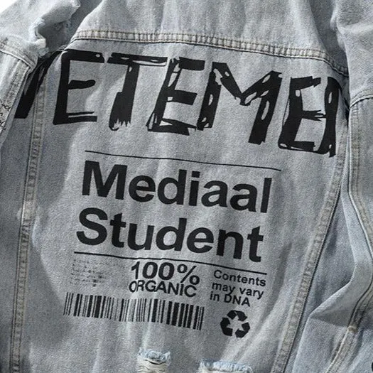 "VETEMEN" Veste en jean denim streetwear - URB1™