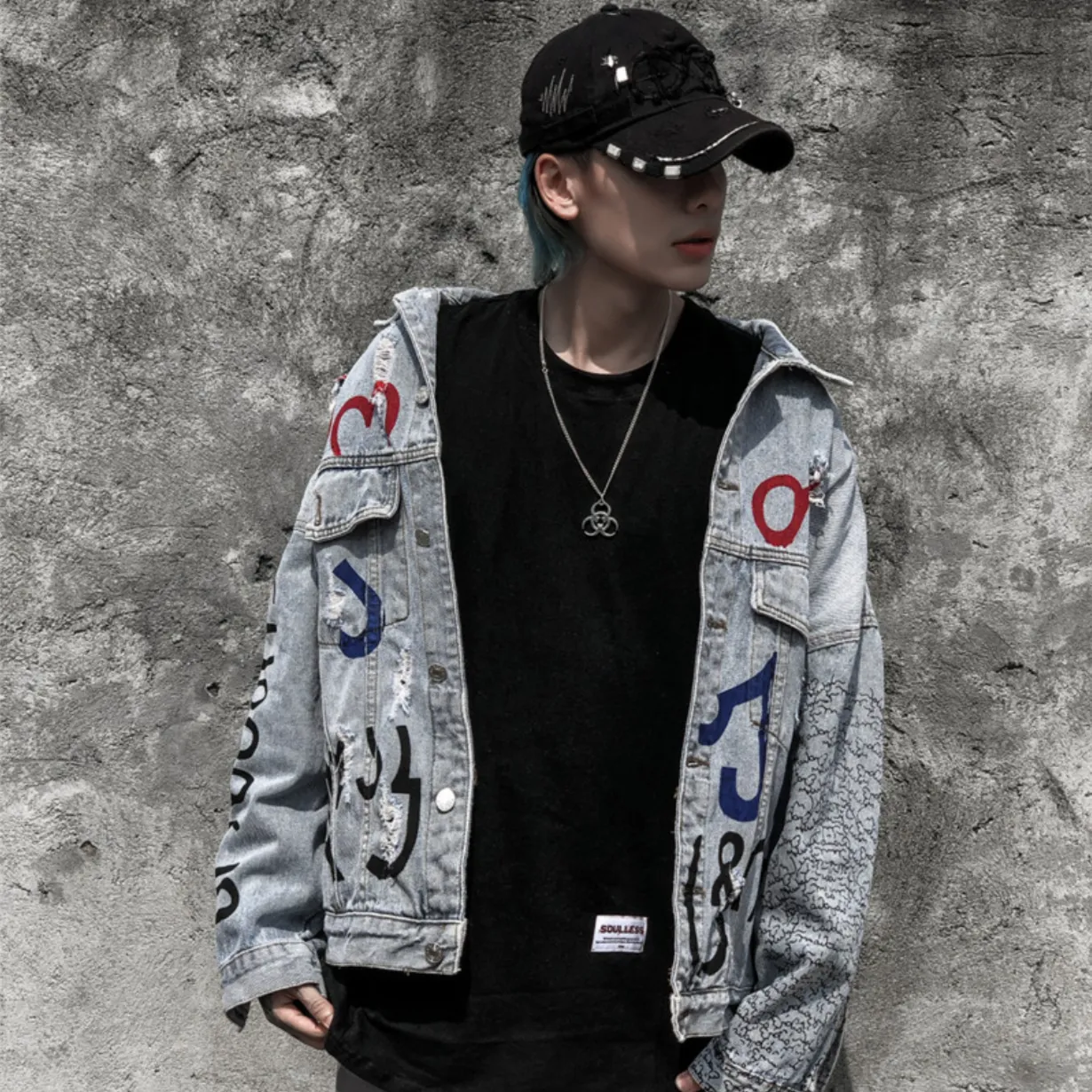"VETEMEN" Veste en jean denim streetwear - URB1™
