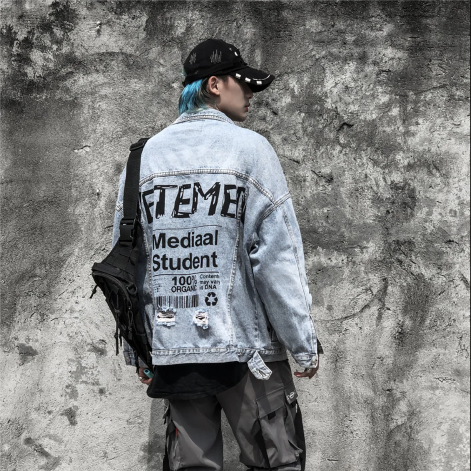 "VETEMEN" Veste en jean denim streetwear - URB1™