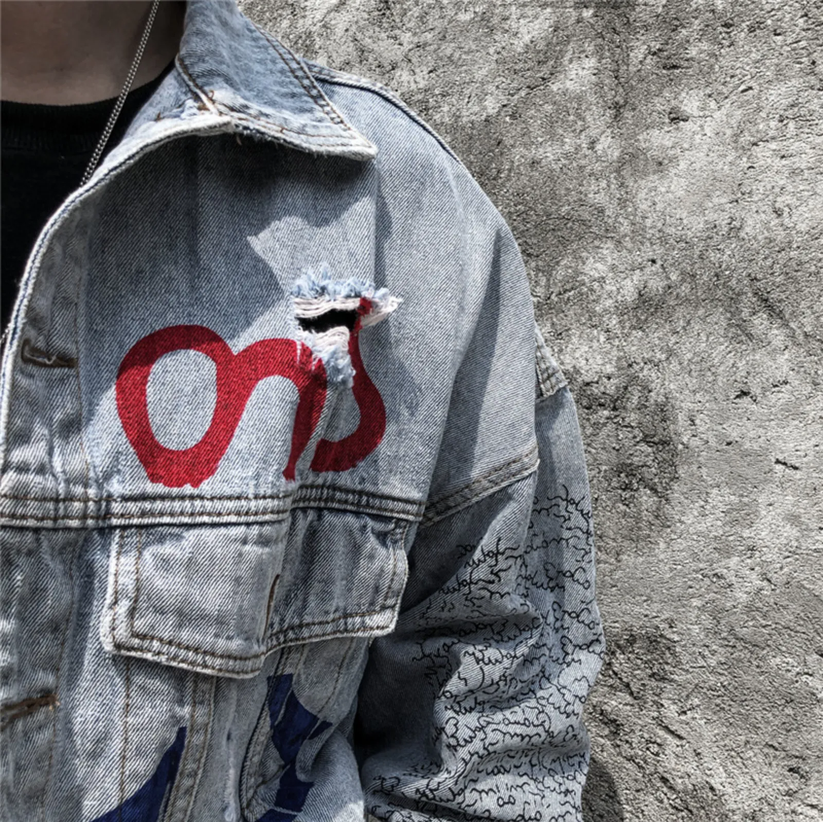 "VETEMEN" Veste en jean denim streetwear - URB1™