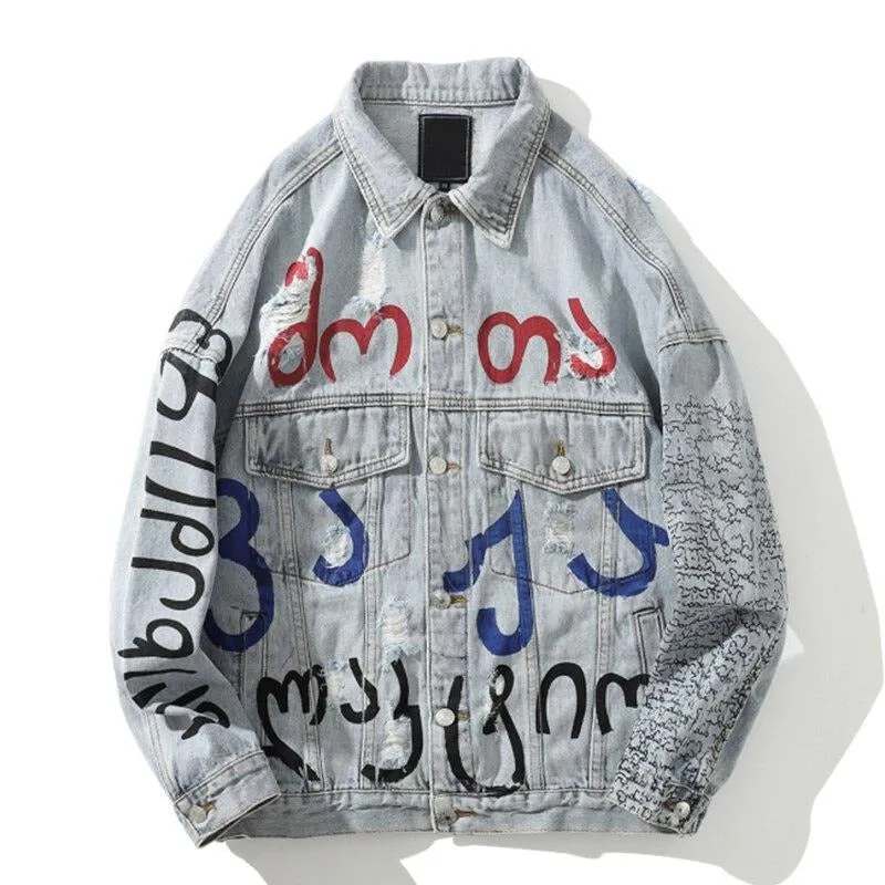 "VETEMEN" Veste en jean denim streetwear - URB1™