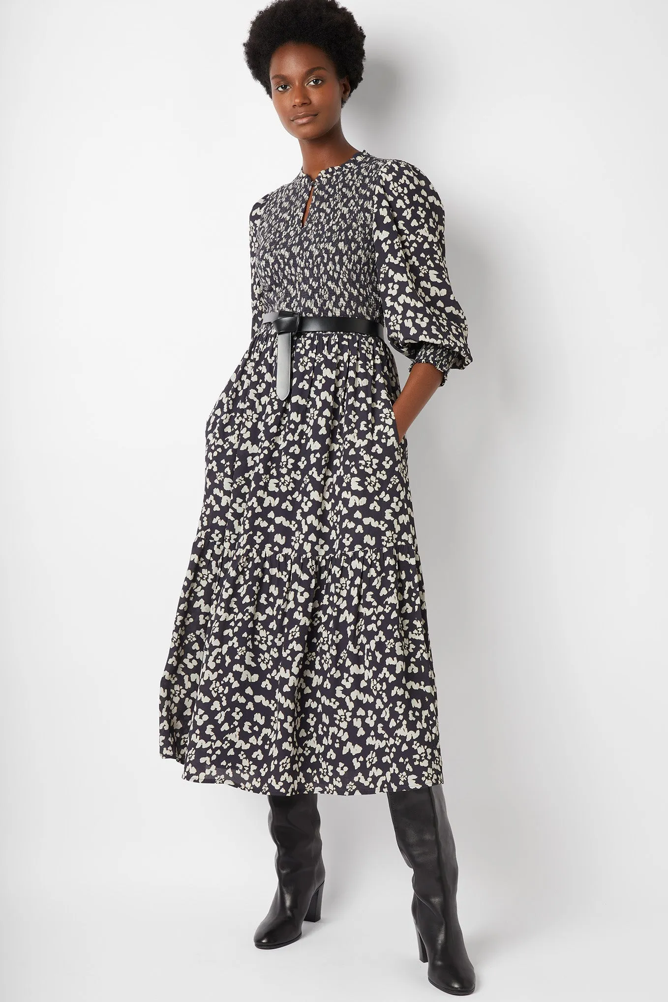 Sabine Leopard Print Dress - Black Multi