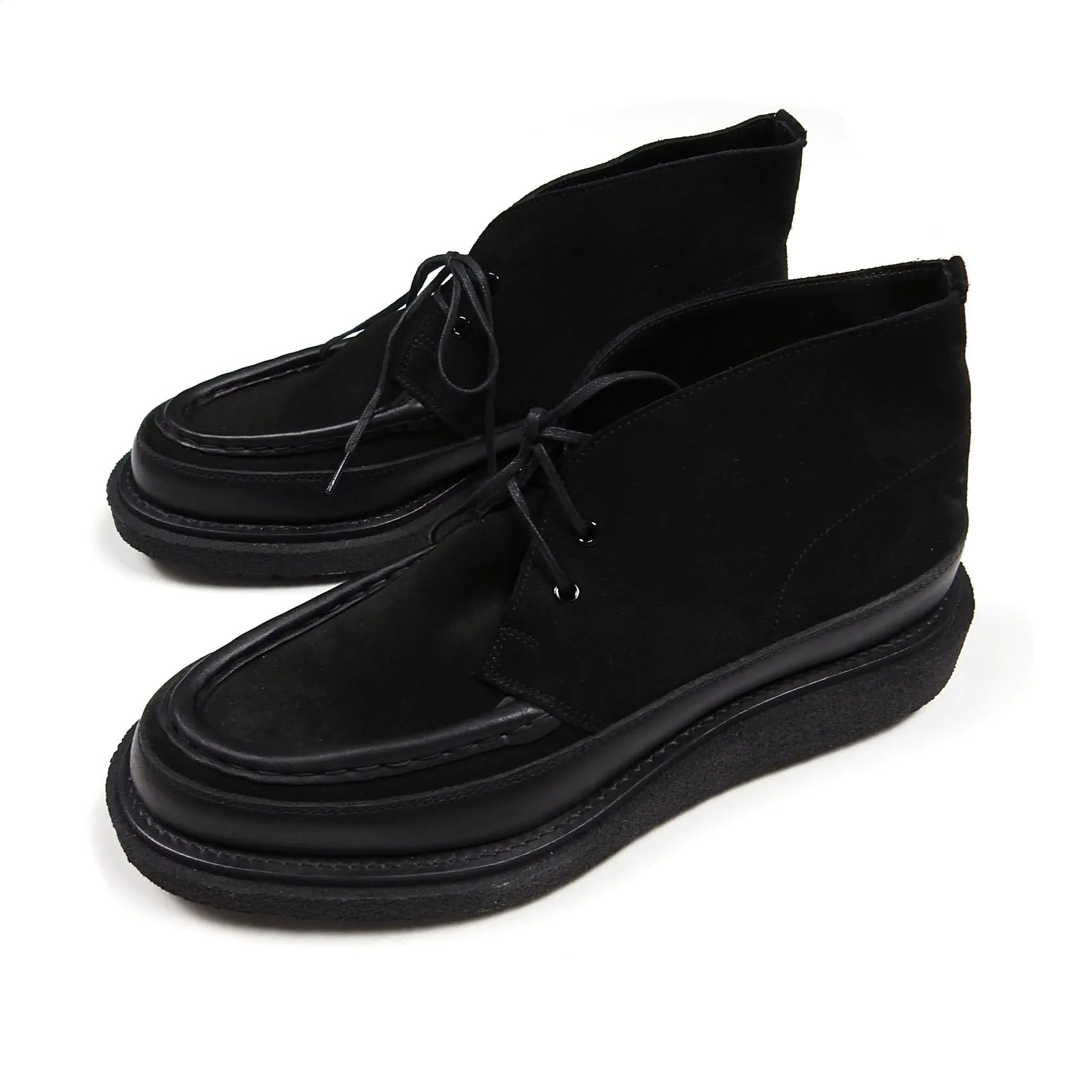 Sacai Black Leather Trimmed Suede Boots Size 43