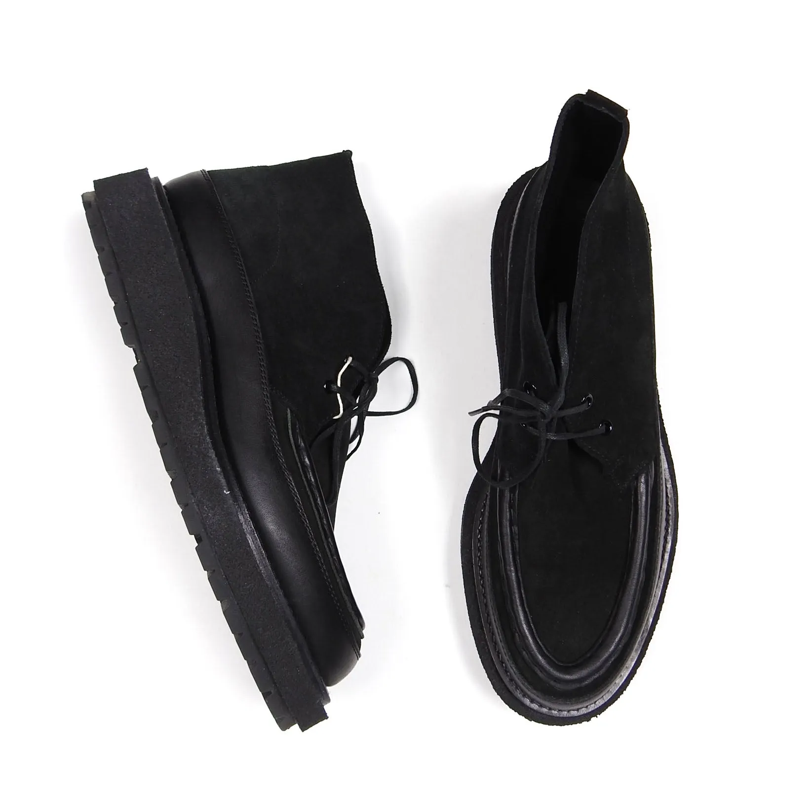 Sacai Black Leather Trimmed Suede Boots Size 43