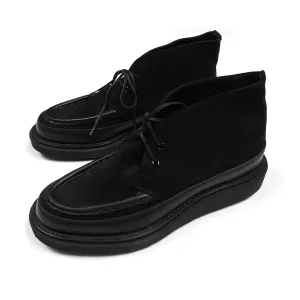 Sacai Black Leather Trimmed Suede Boots Size 43